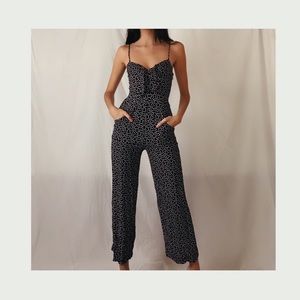 Black and white polka dot jumpsuit